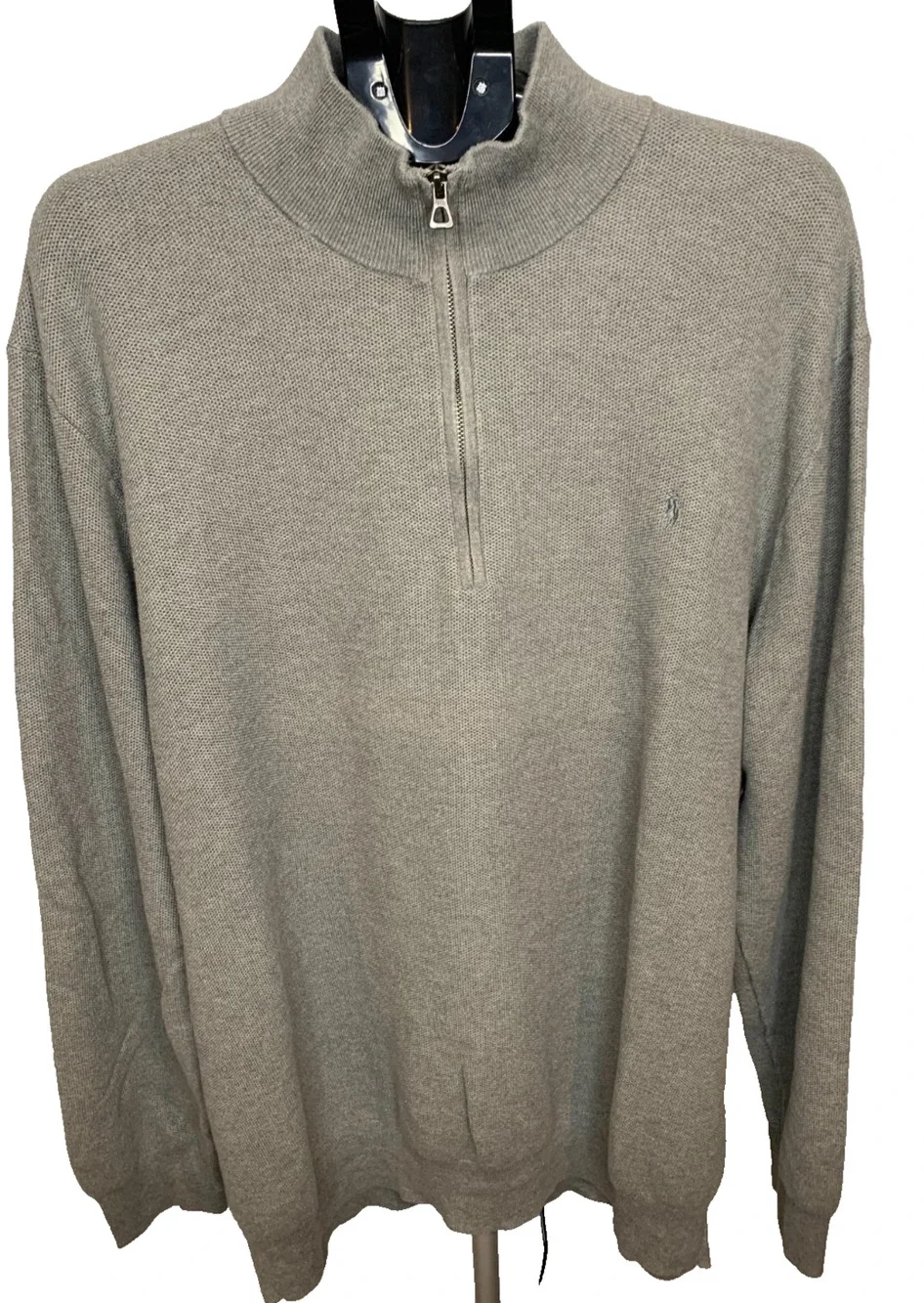 Polo Ralph Lauren Gray Mock Neck 1/4 Zip Pima Cotton Sweater Men's 4XLT